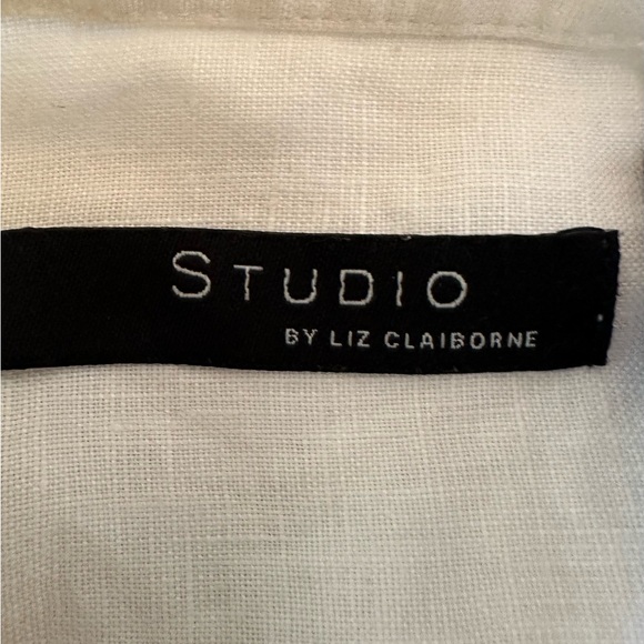 Liz Claiborne 100% Linen Button Front Shirt~Classic Work to Weekend Blouse~XL - Picture 5 of 6